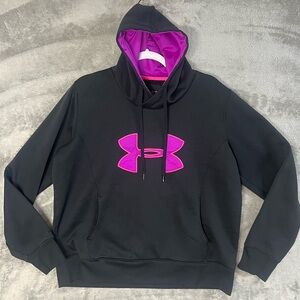 Under Armour Women’s XL Black Pink ColdGear Pullover Hoodie